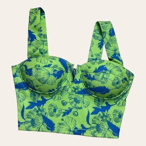 NEW Strap Green/Blue Printed Top